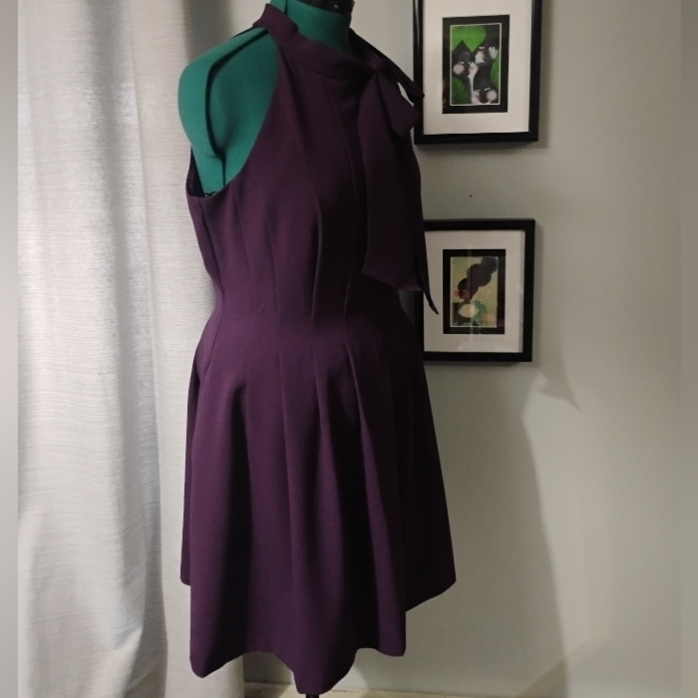 Vince Camuto Women's Bow-Neck Fit & Flare Dress Purple Sz 16 NWT - Picture 5 of 10
